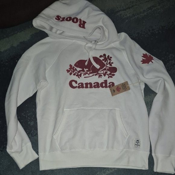 Roots White Hoodie with Red Canada Design - Picture 1 of 3